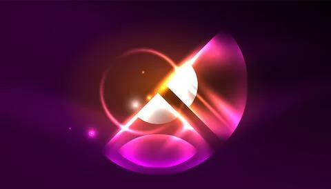 Abstract background vector neon glowing geometric elements. Hi-tech design for Illustrazione stock