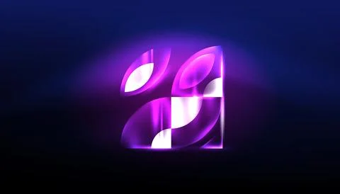 Abstract background vector neon glowing geometric elements. Hi-tech design for Illustrazione stock