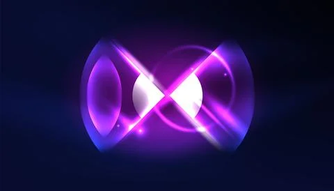 Abstract background vector neon glowing geometric elements. Hi-tech design for Illustrazione stock