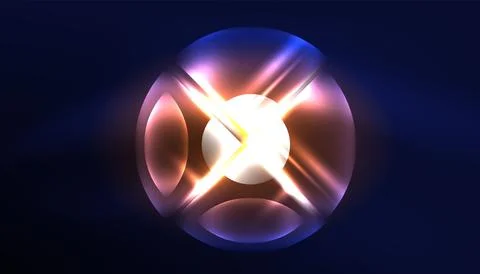 Abstract background vector neon glowing geometric elements. Hi-tech design for Stock Illustration