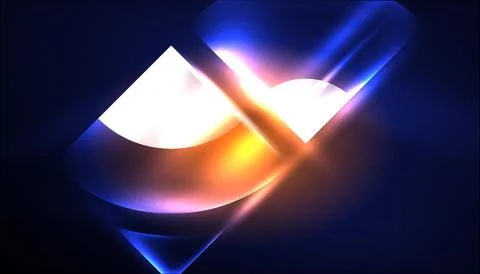 Abstract background vector neon glowing geometric elements. Hi-tech design for Illustrazione stock