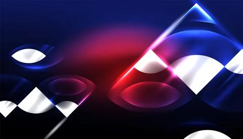 Abstract background vector neon glowing geometric elements. Hi-tech design for Stock Illustration