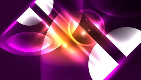 Abstract background vector neon glowing geometric elements. Hi-tech design for Stockillustratie