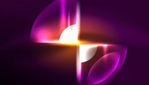 Abstract background vector neon glowing geometric elements. Hi-tech design for Illustrazione stock