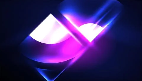 Abstract background vector neon glowing geometric elements. Hi-tech design for Stock Illustration