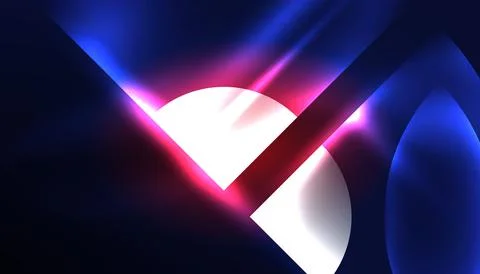 Abstract background vector neon glowing geometric elements. Hi-tech design for Stock Illustration
