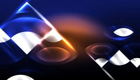 Abstract background vector neon glowing geometric elements. Hi-tech design for Stock Illustration