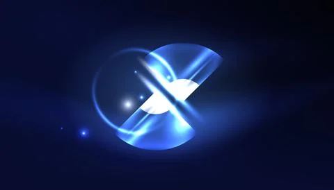 Abstract background vector neon glowing geometric elements. Hi-tech design for Stock Illustration