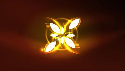 Abstract background vector neon glowing geometric elements. Hi-tech design for Stock Illustration