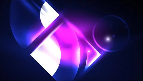 Abstract background vector neon glowing geometric elements. Hi-tech design for Illustrazione stock