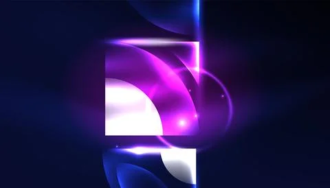 Abstract background vector neon glowing geometric elements. Hi-tech design for Stock Illustration