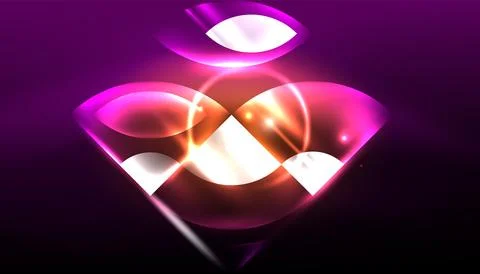 Abstract background vector neon glowing geometric elements. Hi-tech design for Stock Illustration