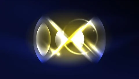 Abstract background vector neon glowing geometric elements. Hi-tech design for Stock Illustration