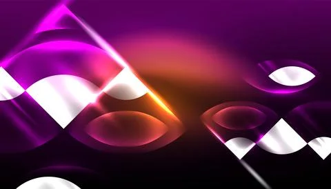 Abstract background vector neon glowing geometric elements. Hi-tech design for Illustrazione stock