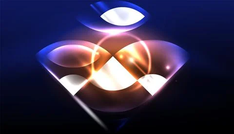 Abstract background vector neon glowing geometric elements. Hi-tech design for Illustrazione stock