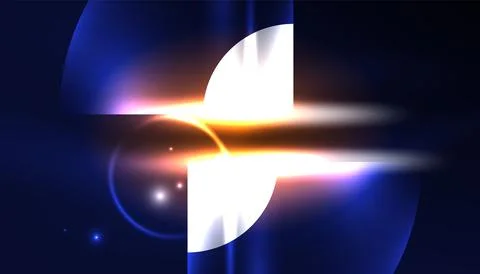 Abstract background vector neon glowing geometric elements. Hi-tech design for Illustrazione stock