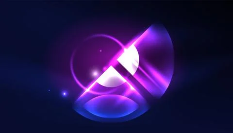 Abstract background vector neon glowing geometric elements. Hi-tech design for Stock Illustration