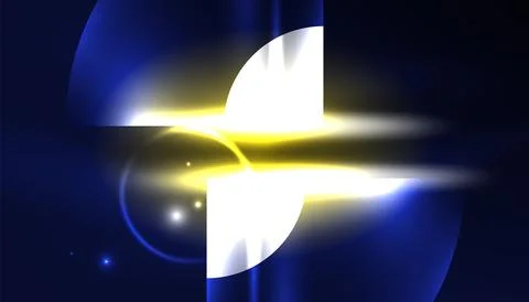 Abstract background vector neon glowing geometric elements. Hi-tech design for Illustrazione stock