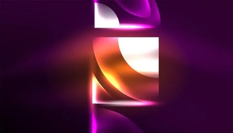 Abstract background vector neon glowing geometric elements. Hi-tech design for Stock Illustration