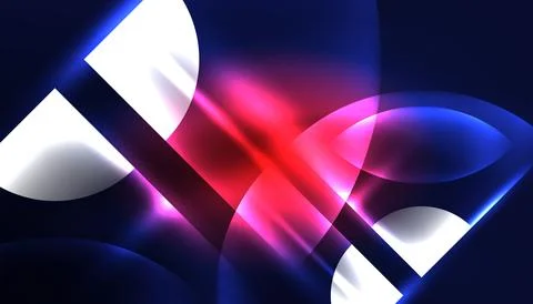 Abstract background vector neon glowing geometric elements. Hi-tech design for Illustrazione stock