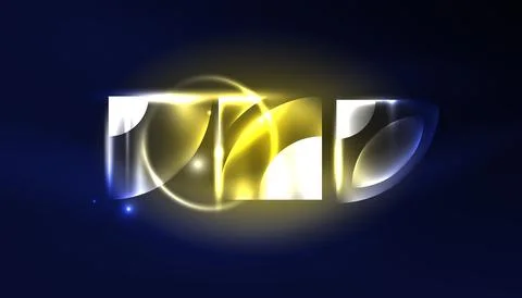 Abstract background vector neon glowing geometric elements. Hi-tech design for Stock Illustration