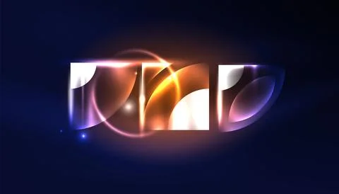 Abstract background vector neon glowing geometric elements. Hi-tech design for Illustrazione stock