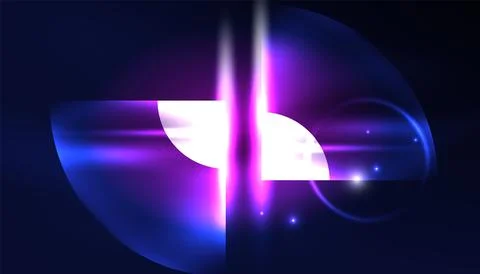 Abstract background vector neon glowing geometric elements. Hi-tech design for イラスト素材