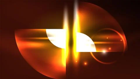 Abstract background vector neon glowing geometric elements. Hi-tech design for Stock Illustration