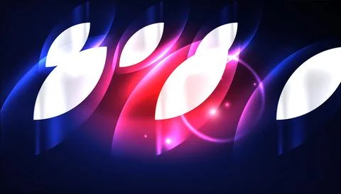 Abstract background vector neon glowing geometric elements. Hi-tech design for Stock Illustration