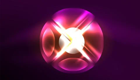 Abstract background vector neon glowing geometric elements. Hi-tech design for Stock Illustration