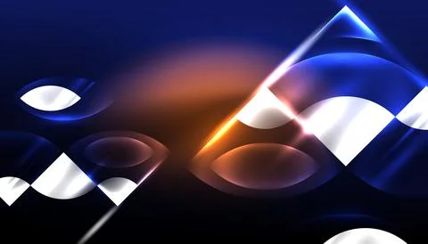 Abstract background vector neon glowing geometric elements. Hi-tech design for Illustrazione stock