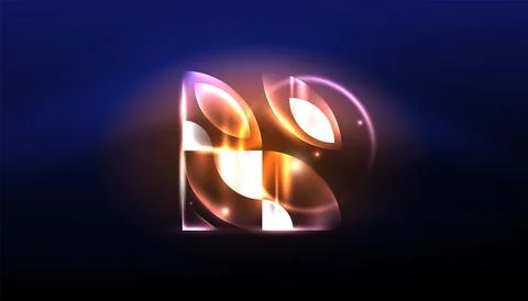 Abstract background vector neon glowing geometric elements. Hi-tech design for Stock Illustration