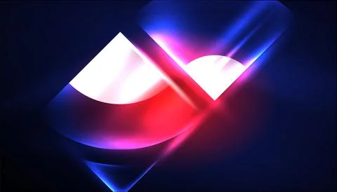 Abstract background vector neon glowing geometric elements. Hi-tech design for Stock Illustration