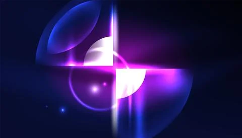 Abstract background vector neon glowing geometric elements. Hi-tech design for Illustrazione stock