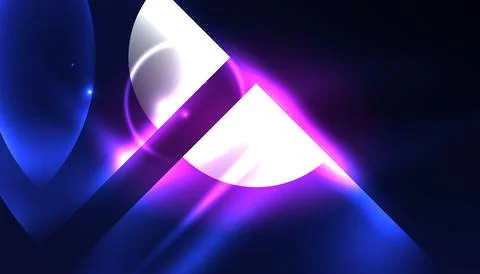 Abstract background vector neon glowing geometric elements. Hi-tech design for Stock Illustration