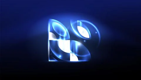 Abstract background vector neon glowing geometric elements. Hi-tech design for Stock Illustration