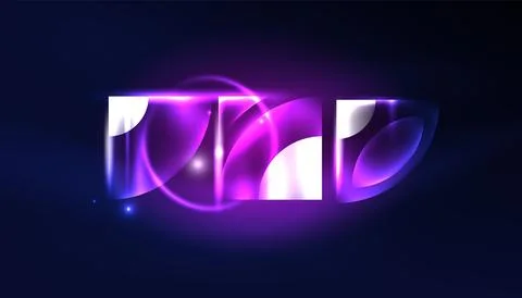 Abstract background vector neon glowing geometric elements. Hi-tech design for Stock Illustration