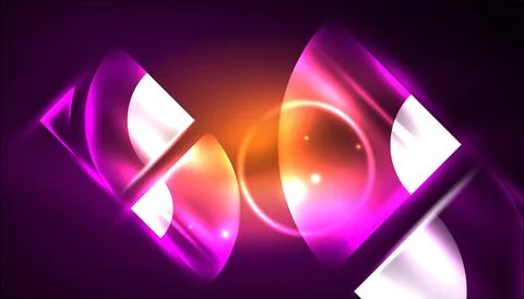 Abstract background vector neon glowing geometric elements. Hi-tech design for Stock Illustration