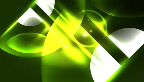 Abstract background vector neon glowing geometric elements. Hi-tech design for Stock Illustration