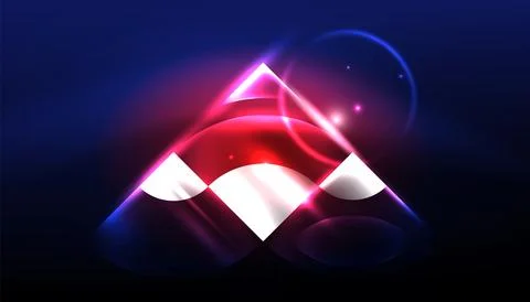 Abstract background vector neon glowing geometric elements. Hi-tech design for Stock Illustration