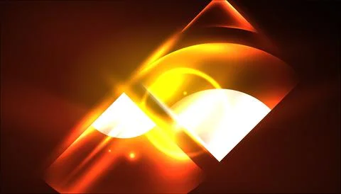 Abstract background vector neon glowing geometric elements. Hi-tech design for Stock Illustration