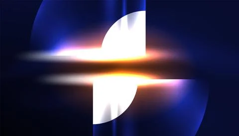 Abstract background vector neon glowing geometric elements. Hi-tech design for イラスト素材