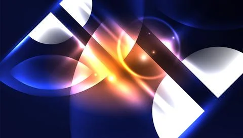 Abstract background vector neon glowing geometric elements. Hi-tech design for Stock Illustration