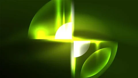 Abstract background vector neon glowing geometric elements. Hi-tech design for Stock Illustration