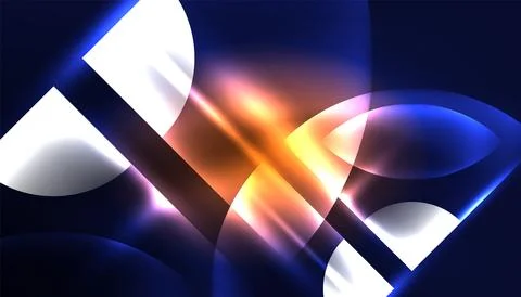 Abstract background vector neon glowing geometric elements. Hi-tech design for Illustrazione stock