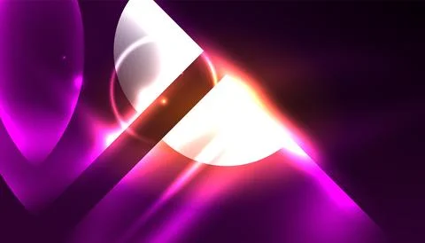 Abstract background vector neon glowing geometric elements. Hi-tech design for Stock Illustration