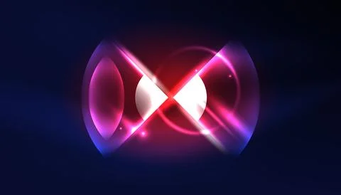 Abstract background vector neon glowing geometric elements. Hi-tech design for イラスト素材