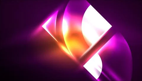 Abstract background vector neon glowing geometric elements. Hi-tech design for Stock Illustration