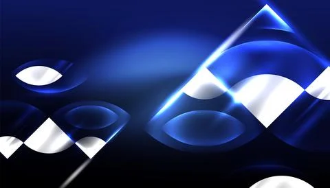 Abstract background vector neon glowing geometric elements. Hi-tech design for Stock Illustration