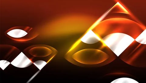 Abstract background vector neon glowing geometric elements. Hi-tech design for Stock Illustration